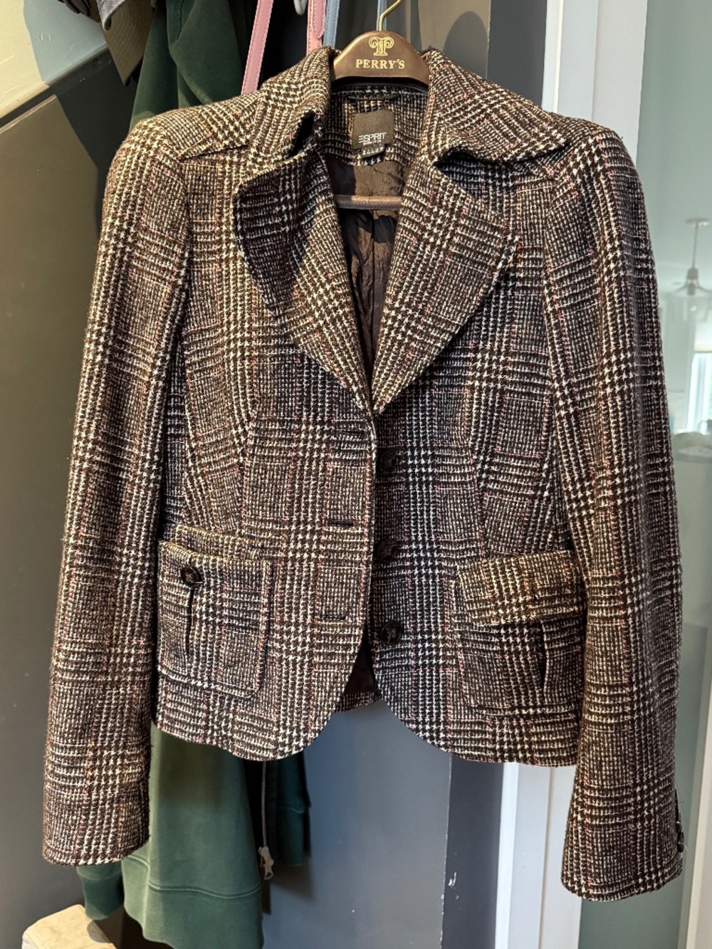 Esprit women's wool plaid blazer, size 6